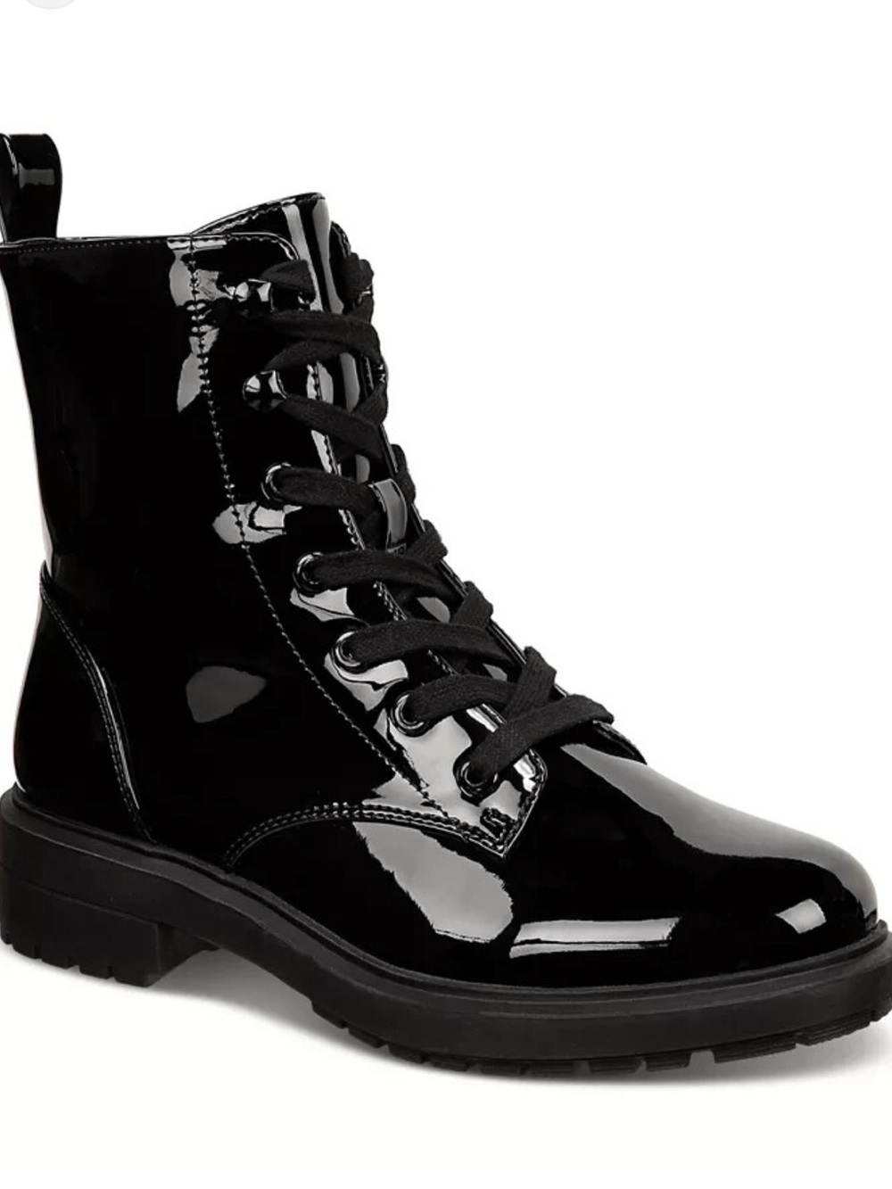Black Patent Lace-Up Combat Boots